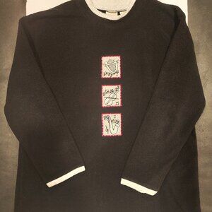 Women's Vintage Jason Maxwell Embroidered Musical Instrument Sweater Medium